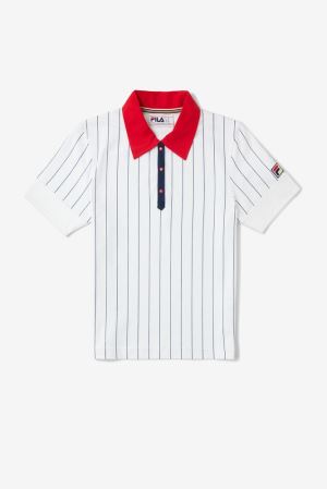 FILA Lacy Premium Polos White / Red / Navy,Womens Clothing | CA.RPWYSU728